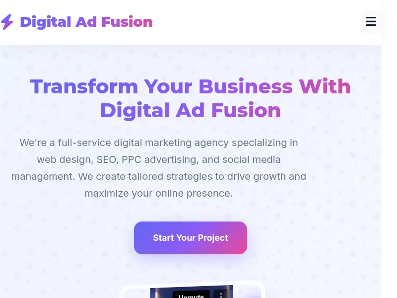Digital Ad Fusion marketing agency homepage